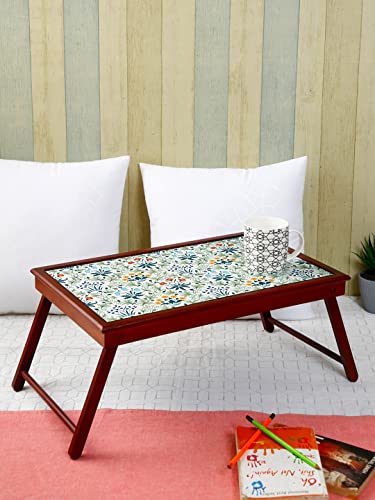 Reinvention Factory Teak Wood Rectangular Shaped Multipurpose Bed Tray/Breakfast Table/Laptop Bed Table with Foldable Legs in Morris Design (B09X3CZ7HK) Amazon Price History, Amazon Price Tracker