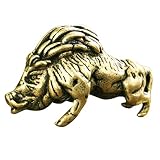 YARDWE Brass Wild Pig Figurine Mini Lucky Pig Statue Chinese Zodiac Pendants Charms Feng Shui Sculpt