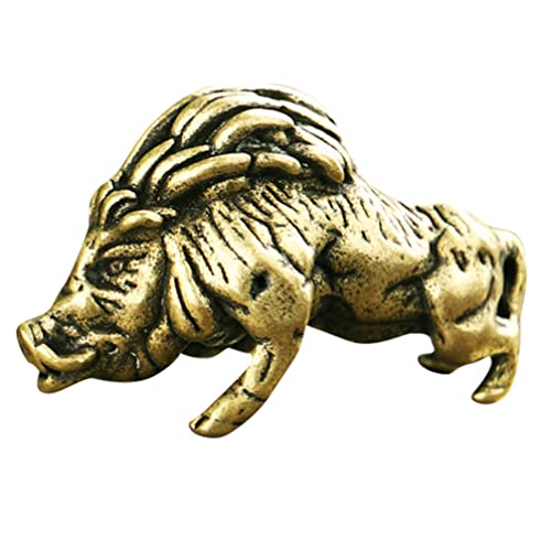 Yardwe Brass Wild Pig Figurine Mini Lucky Pig Statue Chinese Zodiac Pendants Charms Feng Shui Sculpture For Wealth Amulet Home Decorations #TOP2