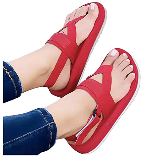 Reokoou Women s Strappy Flip Flops Beach Flat Thong Sandals Slingback Casual Comfort Wedge Slippers Walking Shoes