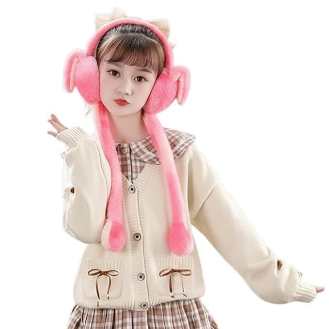 Cute Rabbit Ear Earmuffs for Winter | Plush Bunny Ear Warmers Headband | Soft Warm Ear Covers for Women Men Kids | Cozy Fleece Winter Hair Accessory |-image-40