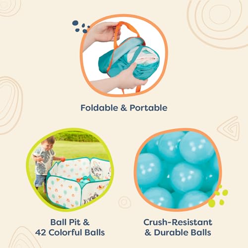B. toys - Mini-Spielraum - Ball Grube - 42 Bunte Bälle - Zusammenklappbar und tragbar - Aktivspielset für Kleinkinder, Kinder - 1 Jahr +