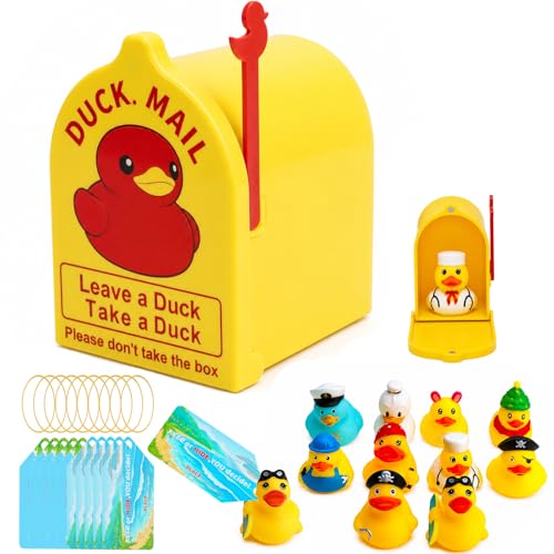 Cruise Duck Exchange Set-Cruise Ducks Tags Kit Include 1Pcs Cruise Duck Mailbox with HiMags 10Pcs Assorted Ducks 15Pcs Tags&15Pcs Rubber Bands Essentials for Cruise Ship Hiding Ducks Not 3D Printing