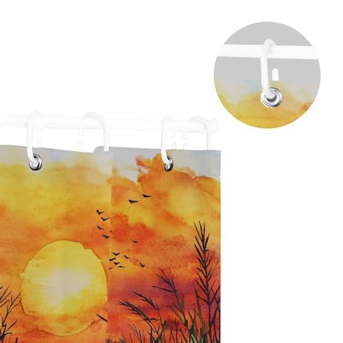 Rideau de douche occidental imperméable polyester lavable en machine 168x183cm avec crochets