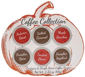 Gourmet Fall Coffee Assortment Sampler - Maple Bourbon, Pumpkin, Salted Caramel, and Pecan- Best Autumn,Thanksgiving or Christmas Gift Box Care Package (Kcups)