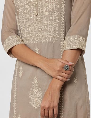 Image of BIBA Women Polyester Straight Fit Yarndyed Kurta