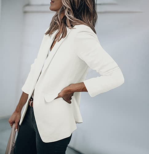 Cicy Bell Womens Casual Blazers Open Front Long Sleeve Work Office Jackets Blazer(White,Medium) #TOP3