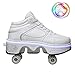 DHTOMC Scarpe con Rotelle Pattini A Rotelle Retrattile Retrattile 4 Ruote LED Skateboard Sneakers Scarpe Sportive con Rotelle Pattini in Linea per Adulti Unisex,EUR37