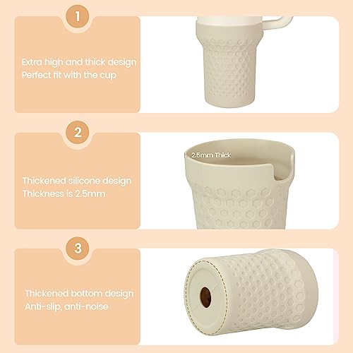 Image of Silicone Boot for Stanley, Cup Bottom Protector Sleeve, Water Cup Accessories for Stanley Quencher H2.0 FlowState Tumbler 20oz /20oz /30oz /Stanley Adventure Quencher Tumbler 24oz (Cream)