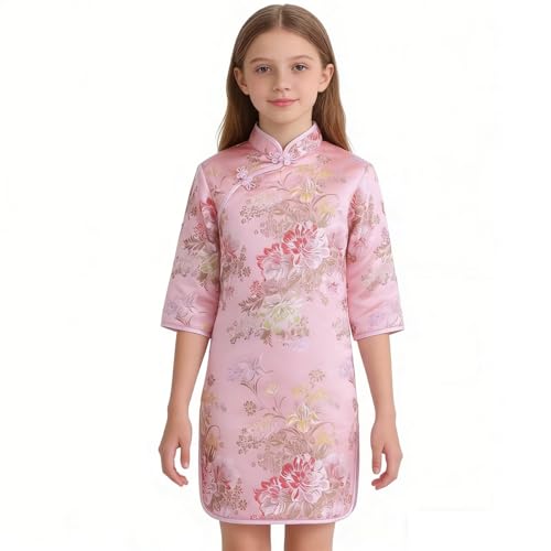 Vestido chino para niña Peony Rose Qipao rosa talla 16 miniatura 1