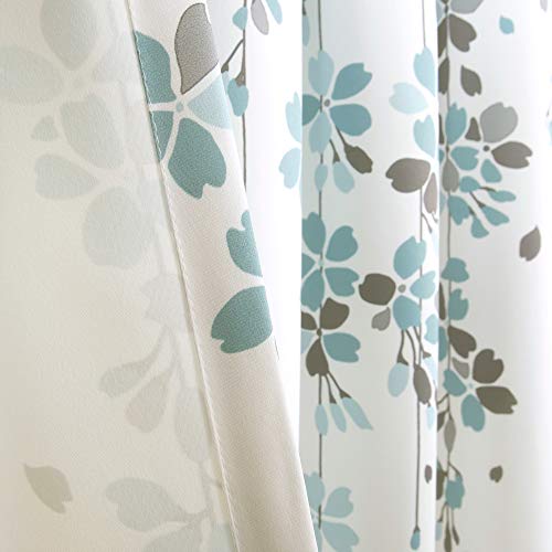 Lush Decor Weeping Flower Light Filtering Window Curtain Panels, Pair, 52" W x 84" L + 2" Header, Blue & Gray - Image 4