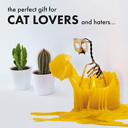Pyropet Cat Candle - Mustard Yellow - Cat Candle With An Aluminum Skeleton Inside - 25 Hour Burn Time - 7” Tall - Unique Gift For Cat Lovers, Christmas Gifts, Mom, Wife, Girlfriend Gifts #TOP3