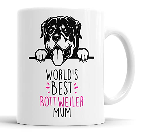 Faithful Prints Rottweiler World's Best Mum Mug Dog Mum Rottweiler Mum Cup Friend Funny Gift for Birthday Christmas, Rottweiler Mug, FP-10428