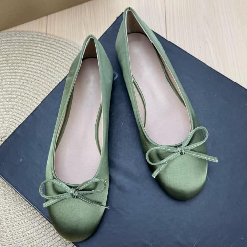 Image of TN TANGNEST Women's Velvet Flats Round Toe Ballet Shoes | Elegant Bowknot Flats Comfortable Casual Slip On Flats for Work