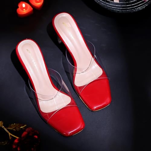 Image of TRASE Transparent Block Heels for Women Stylish | Fashionable Heel Sandals for Girls | Elegant & Formal Footwear