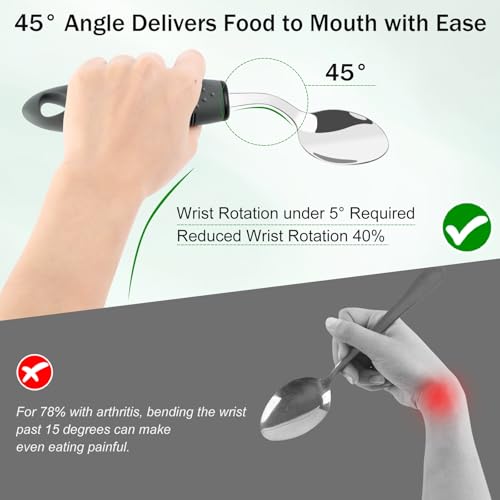 KintKita Adaptive Utensils for Elderly 4 Piece, 2.9 oz Weighted Silverware for Hand Tremors, 45°Angled Parkinsons Utensils for Elderly, Arthritis, Weak Hand Grip, Right-Handed Use - Image 5