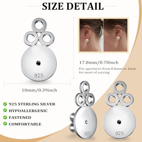 Tuercas para pendientes plata ley 925 hipoalergénico mujer y niñas 6