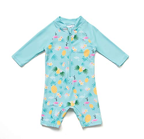 BONVERANO One Piece Swimsuit for Baby Girls UPF50+ Sun Protection Sunsuit (Ananas, 6-9 Months)