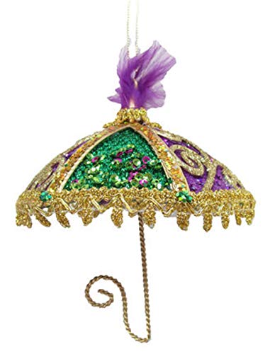 December Diamonds 79-81380 Mardi Gras Umbrella Hanging Ornament 5 Inch Tall