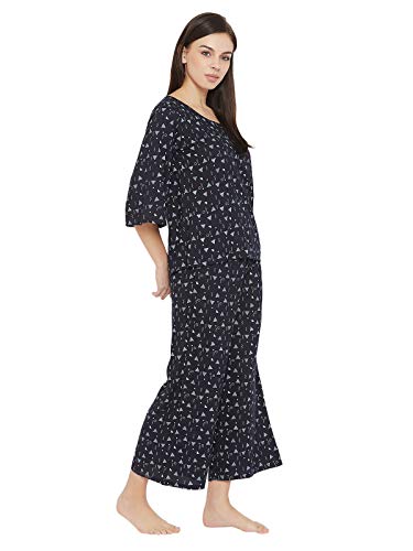 Image of Clovia Women's Rayon Triangle Print Top & Pyjama