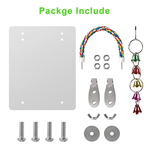 LOPERDEVE 10.6" Bird Mirror with Rope Perch Bird Toys Swing, Comfy Perch for Greys Amazons Parakeet Cockatiel Conure Lovebirds Finch Canaries - Image 5