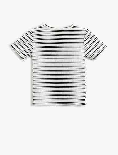 T-shirt filles Koton anti-déformation en maille côtelée à rayures blanches