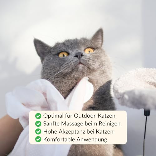 RumbleBox Feuchttücher für Katzen & Hunde, Handschuh-Feuchttücher für Haustiere, Sanfte Fellpflege, Reinigung & Massage, Optimal für Outdoor-Katzen, präzise Reinigung mit Handschuhform