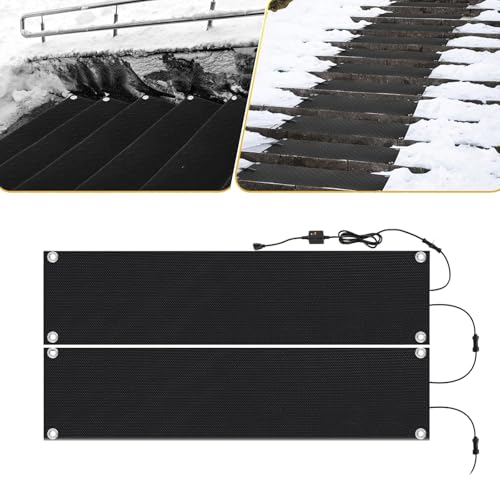 融雪マット玄関用、加熱融雪パッド 滑り止めの歩道加熱マット、階段/店舗 エントランス用、110V 融雪システム 融雪装置 路面凍結 落雪防止 凍結防止 雪対策、冬の除雪用、氷融解製品 通路 廊下用 雪道 家 歩道 階段 中庭に適しています(2枚,30*60