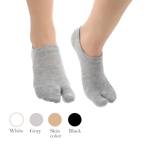 Flip Flop Tabi Socks, 4 Pairs Tabi Split Toe Socks 2 Toe Low Cut Elastic Japanese Sock Ankle Crew Athletic Short Sock for Men Women Supplies4