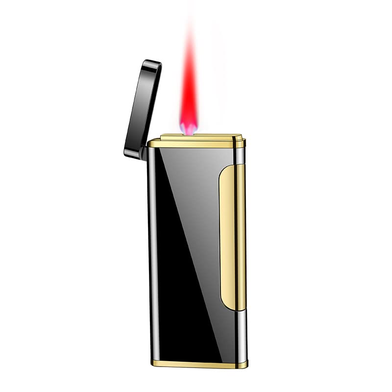 Jet Torch Lighter Windproof Refillable Butane Gas Flame Slim Mini Lighter Good for Cigar Cigarette Candle (Silver)