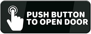 Push Button To Open Door Sign For House Door, Easy To Mount Plastic Safety Informative Sign With Symbols 10 X 3 Inch