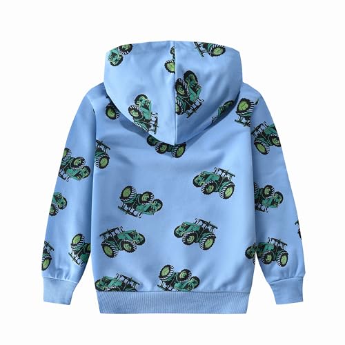 DDSOL Toddler Boy Hoodie Sweatshirt Tractor Dinosaur Long Sleeve Pullover Tops Fall Shirt2