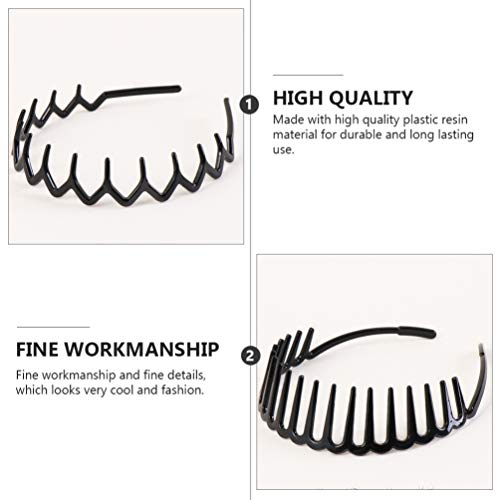 Beaupretty 6Pcs Elastic Wavy Toothed Hairband Plastic Sharks Tooth Hair Comb Zigzag Headband Hair Hoop Hair Clasps For Women Men #TOP2