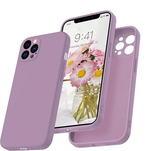 Image of VONZEE Square Candy Liquid Silicone iPhone Case Cover Compatible for iPhone 12 Pro Max, All Cube Series with Microfiber Lining Compatible iPhone 12 Pro Max (6.7 inch) - Lilac