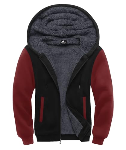 Image of SCODI Hoodies for Men Heavyweight Fleece Sweatshirt Zip Up Thick Jacket