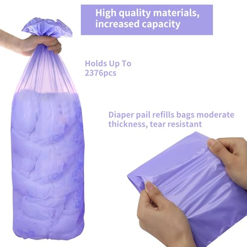 Image of Refills Only Compatible with Dekor Classic Diaper Pail Refills, Diaper Pail Refill Bags Extra 12% Length 4 Pack for 2376 Diapers, Extra Length Diaper Pail Refills