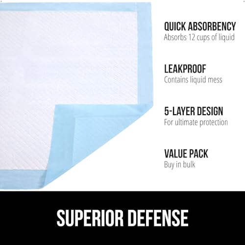 Image of Gorilla Guard Disposable Puppy Pads, 150 Count 28x34 in, 5 Layer Pee Pads for Dogs, Absorbent Diaper Changing Pad, Dog Potty Training Supplies, Quick Dry Pet Housebreaking Essentials for Puppies