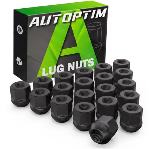 Image of AUTOPTIM M14x1.5 Open End Lug Nuts - 20 Pcs Black Conical Seat Nuts