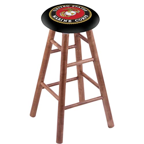 Holland Bar Stool Co. Maple Counter Stool in Medium Finish with U.S. Marines Seat by The