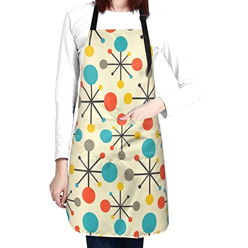 Aprons For Women Men Chef Birthday Christmas Gifts Mid Century Fifties Modern Atomic Retro Colors Kitchen Apron Cooking Baking Bbq #TOP14