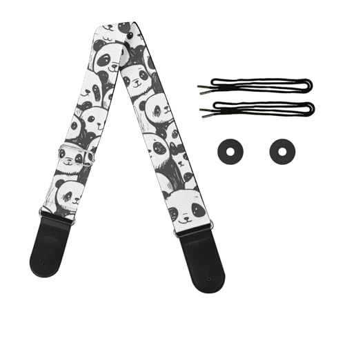 doginthehole Cute Panda Guitar Strap, Comfortable Shoulder Straps for Bass, Electric & Acoustic Guitars, Animal Print Guitar Strap Belt