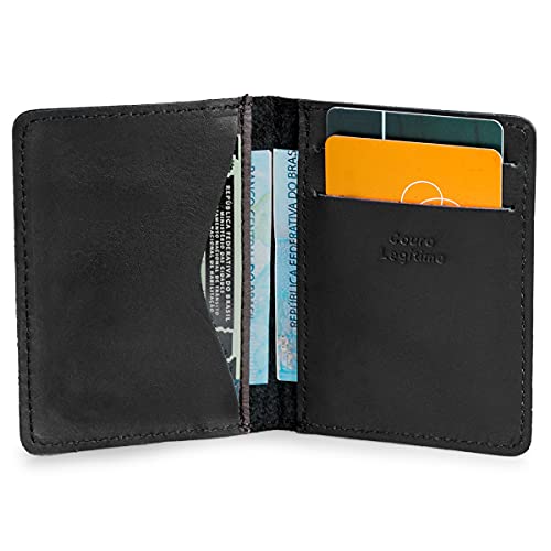 Carteira Pequena Cnh/cédulas/cartões Mini Couro Legítimo (PRETO LISO)