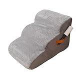 3-stufige Hundetreppe (35 cm hoch) – Extrabreit mit 30D-Schaumstoff & waschbarem Bezug – Anti-Rutsch-Sohle für Sofa/Bett/Auto – Ideal für kleine Hunde (Grau, 40 x 55 x 35 cm, 3)