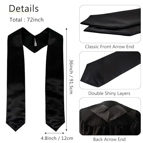 Image of GraduationMall 24 Pieces 72 Inch Plain Graduation Stole Bulk Sublimation Blank Honor Graduation Sash Unisex Adult