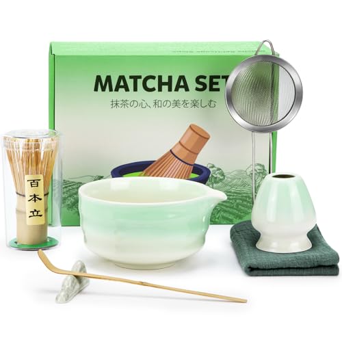 Matcha Kit, 7 Piezas Te Matcha Kit con Batidor Matcha, Matcha Bowl y Cuchara, Kit Te Matcha para Amantes de Matcha Haciendo Desayuno, Latte, Regalo Ideal para Principiantes de Matcha