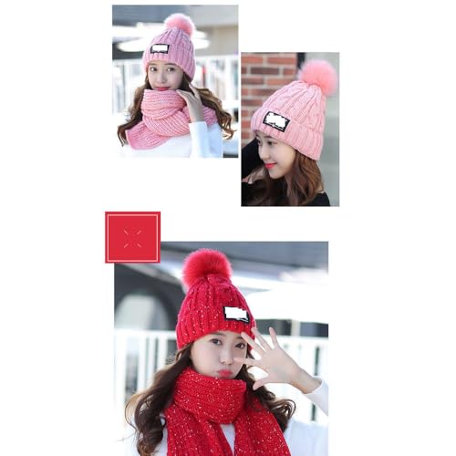 Conjunto de gorro de lana y bufanda de dos piezas para invierno 4