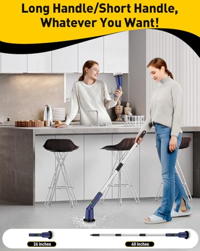 Image of Electric Spin Scrubber for Cleaning Bathroom, Shower Scrubber Cordless Cleaning Brush with IPX7 Waterproof & 2 Speed, 3 Brush Heads, Bathroom Cleaning Supplies for Shower Tub Kitchen Tile Toilet Navy