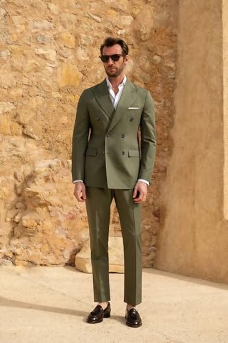 Mens Suit Slim Fit Formal 2 Piece Double Breasted Suit Men Business Tuxedo Set Wedding Prom Groom Suits4