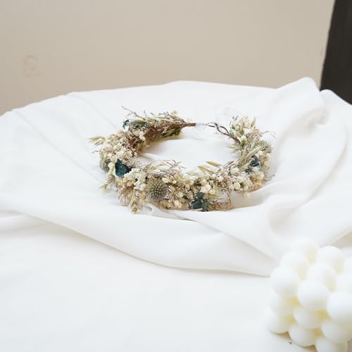 Corona de flores secas para boda estilo boho miniatura 6