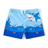 AMIYAN Kids Boys Swim Trunks Mesh Lining Water Resistant Beach Shorts Blue Shark L 3-4T